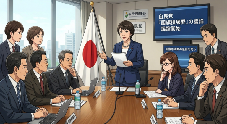 自民党「国旗損壊罪」の議論開始：岩屋前外相の慎重姿勢とネット上の激しい議論を徹底解説