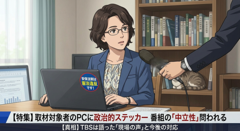 TBS『報道特集』政治的ステッカー映り込みで波紋。報道の「中立性」を問う視聴者の厳しい目