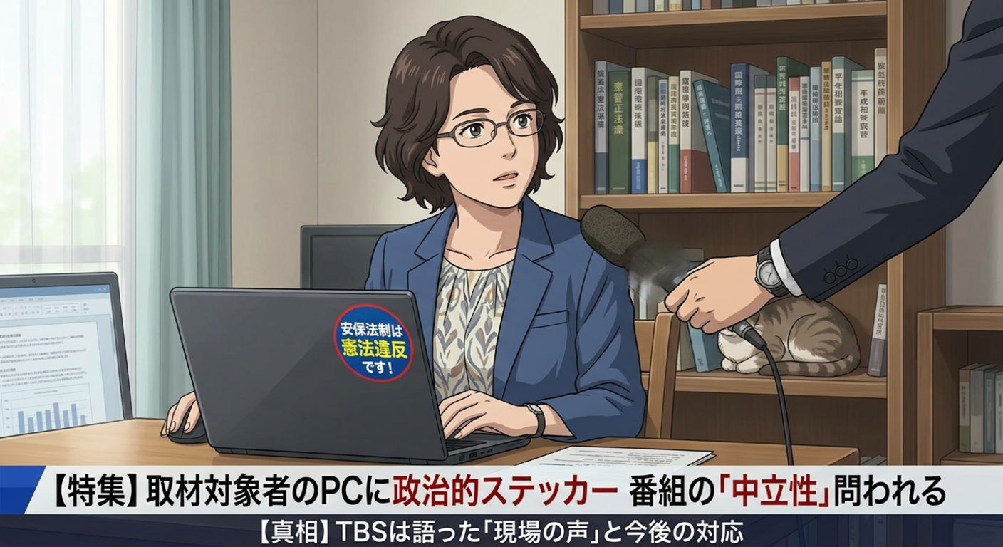 TBS『報道特集』政治的ステッカー映り込みで波紋。報道の「中立性」を問う視聴者の厳しい目